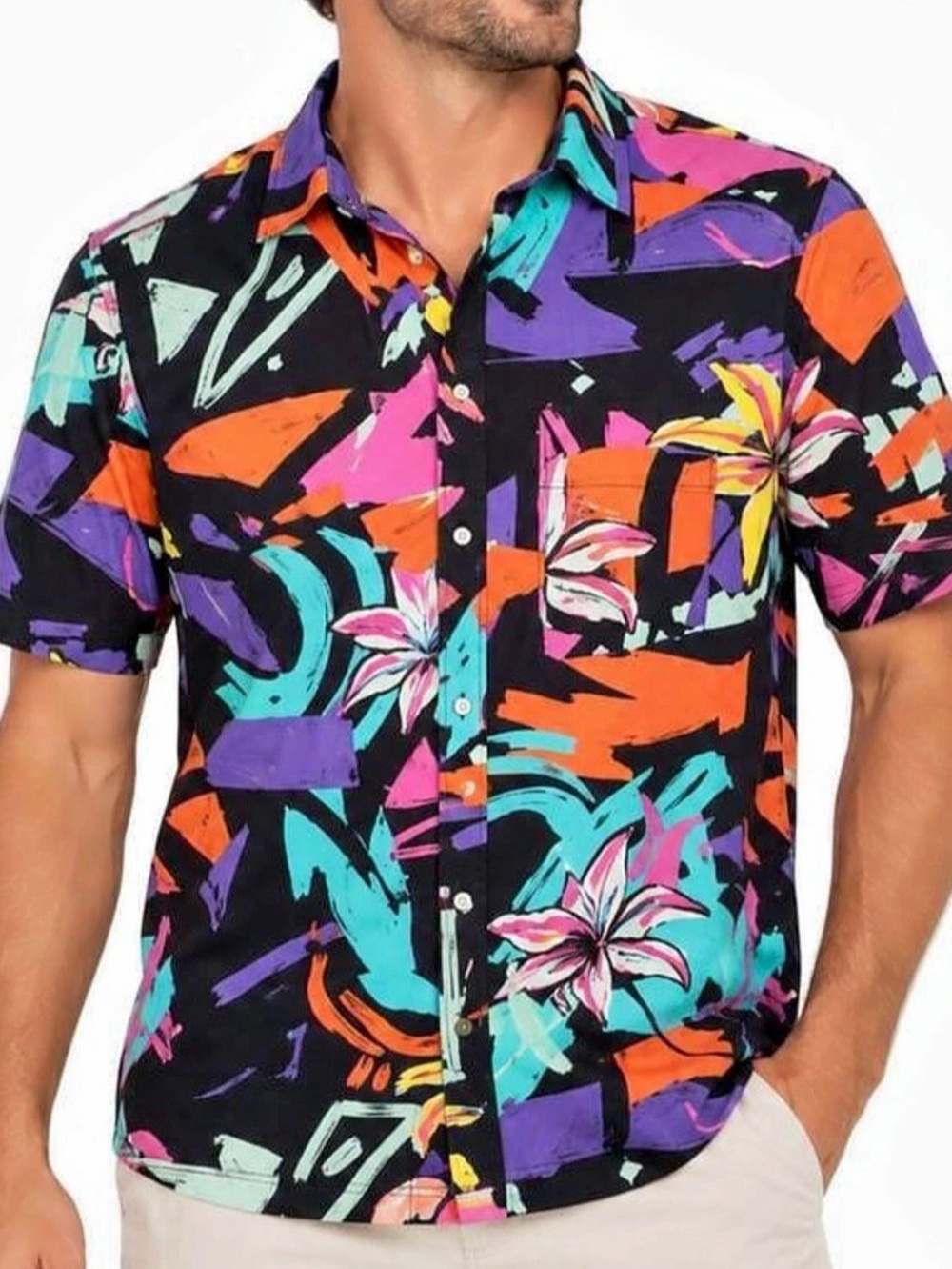 Chubbies “The Show Stopper” (Friday Shirt) Abstract Print Button Down Large NWT